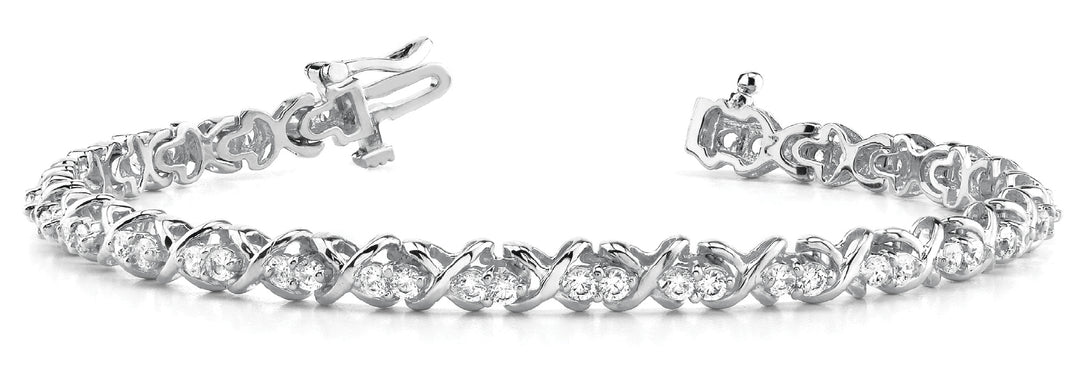 White Platinum 56-Diamond In Line XO Bracelet