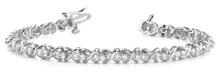 White Platinum 56-Diamond In Line XO Bracelet