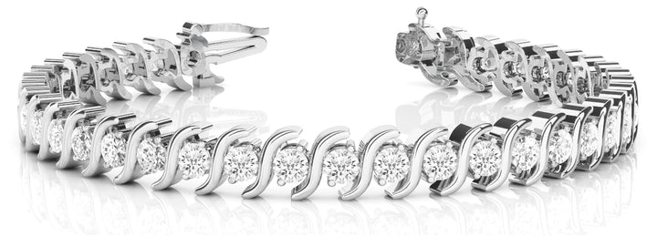 Platinum Diamond In Line S Link Bracelet