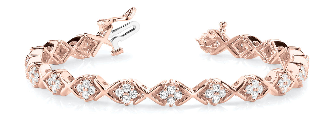 Rose Gold 72-Diamond XO In Line Bracelet