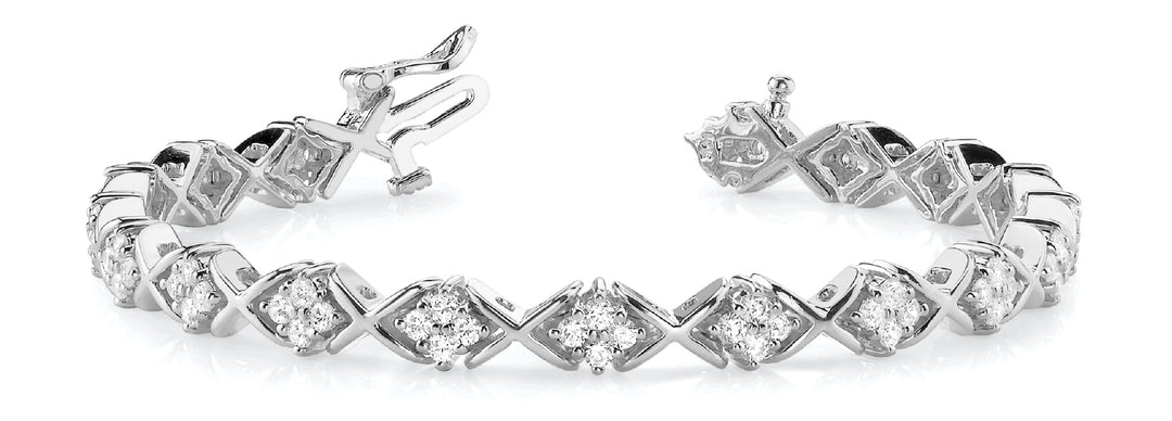 14K White Gold Diamond In Line Bracelet