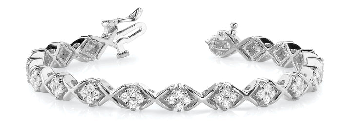 14K White Gold Diamond In Line Bracelet