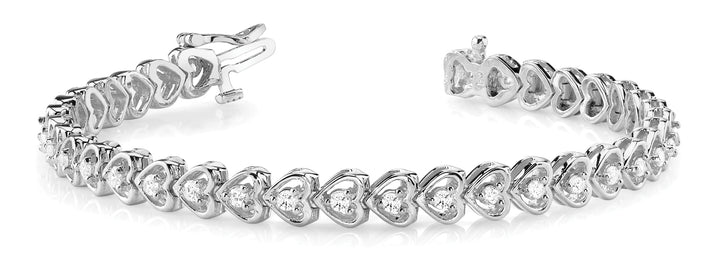 14K White Gold Lab Diamond Heart Line Bracelet