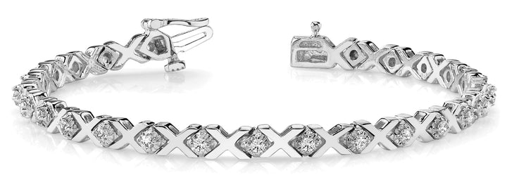 White Platinum 33-Diamond In Line XO Bracelet