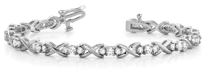 14K White Gold Diamond In Line XO Bracelet