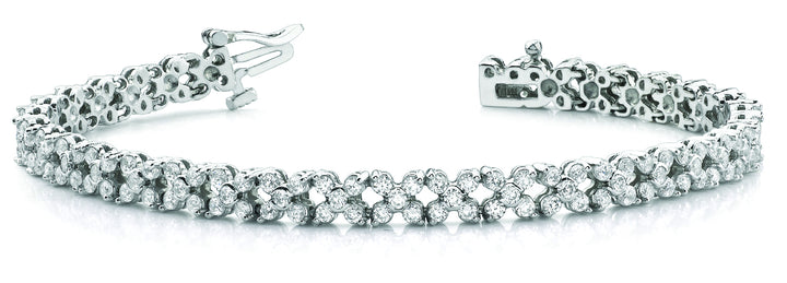 White Gold 5 Stone Diamond Link Bracelet