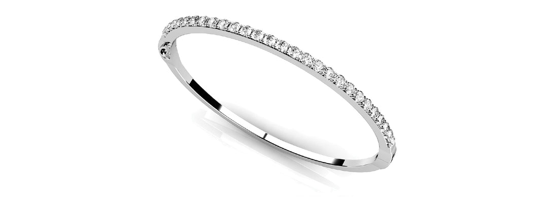 14K White Gold Diamond Bangle