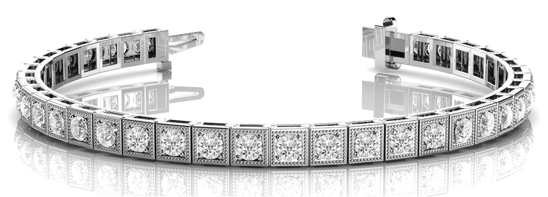 White Platinum Lab Diamond Vintage Tennis Bracelet