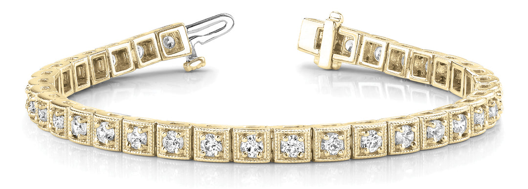 Vintage 18K Yellow Gold Lab Diamond Tennis Bracelet