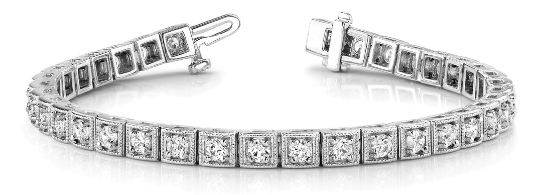 18K White Gold Lab Diamond Vintage Bracelet