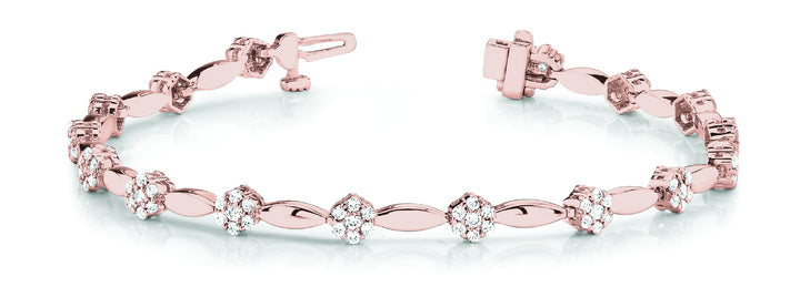 Rose Gold Lab Diamond Cluster Link Bracelet