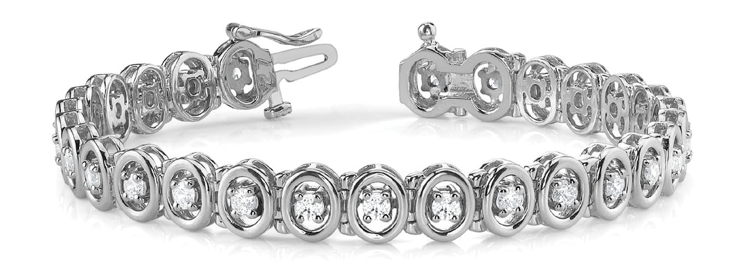 18K White Gold Diamond In-Line Bracelet