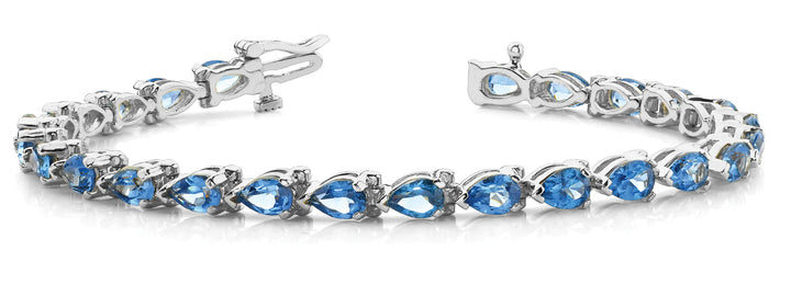 White Gold Pear Diamond Tennis Bracelet