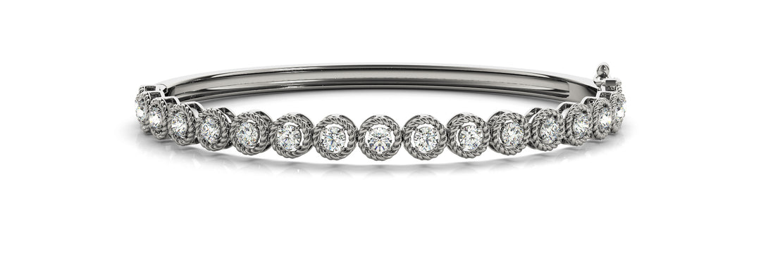 14K White Gold Lab Diamond Fashion Bangle