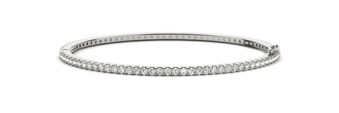 White Gold Diamond Bangle | 115 Lab Stones