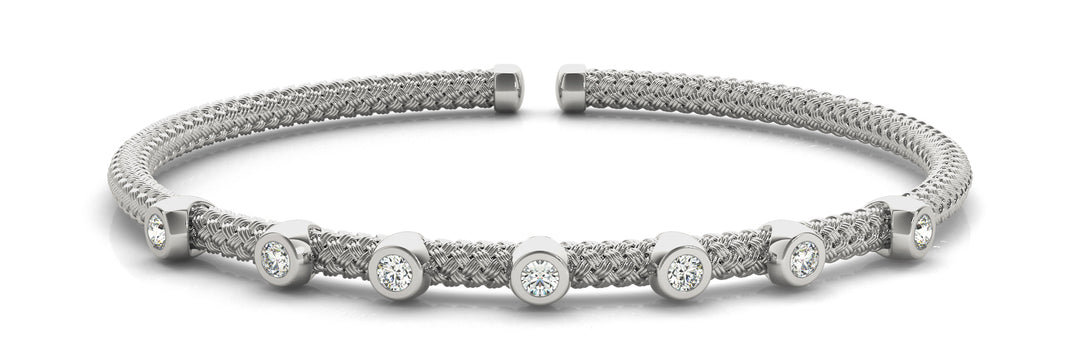 18K White Gold Diamond Stackable Bangle