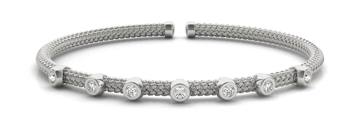 18K White Gold Diamond Stackable Bangle