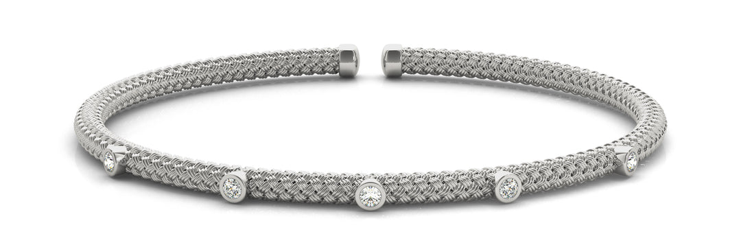 18K White Gold Lab Diamond Italian Bangle