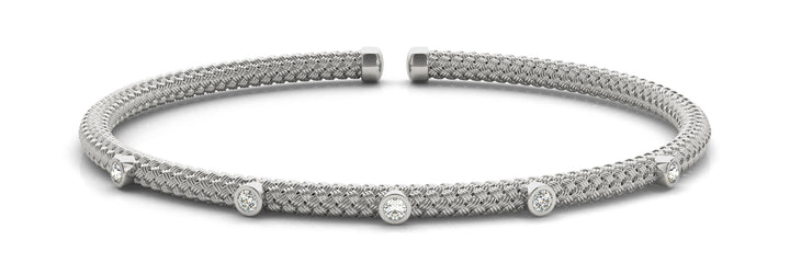 18K White Gold Lab Diamond Italian Bangle