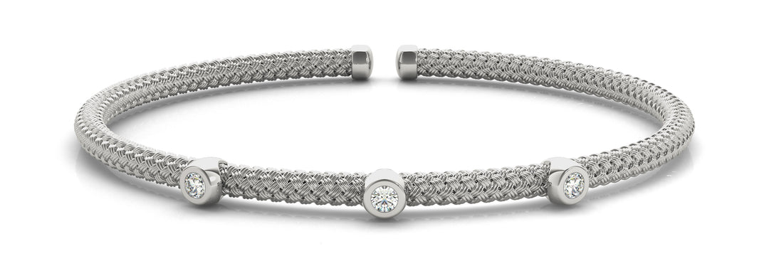 18K White Gold Diamond Italian Bangle