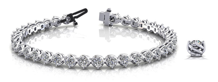 Platinum Round Diamond 4-Prong Tennis Bracelet