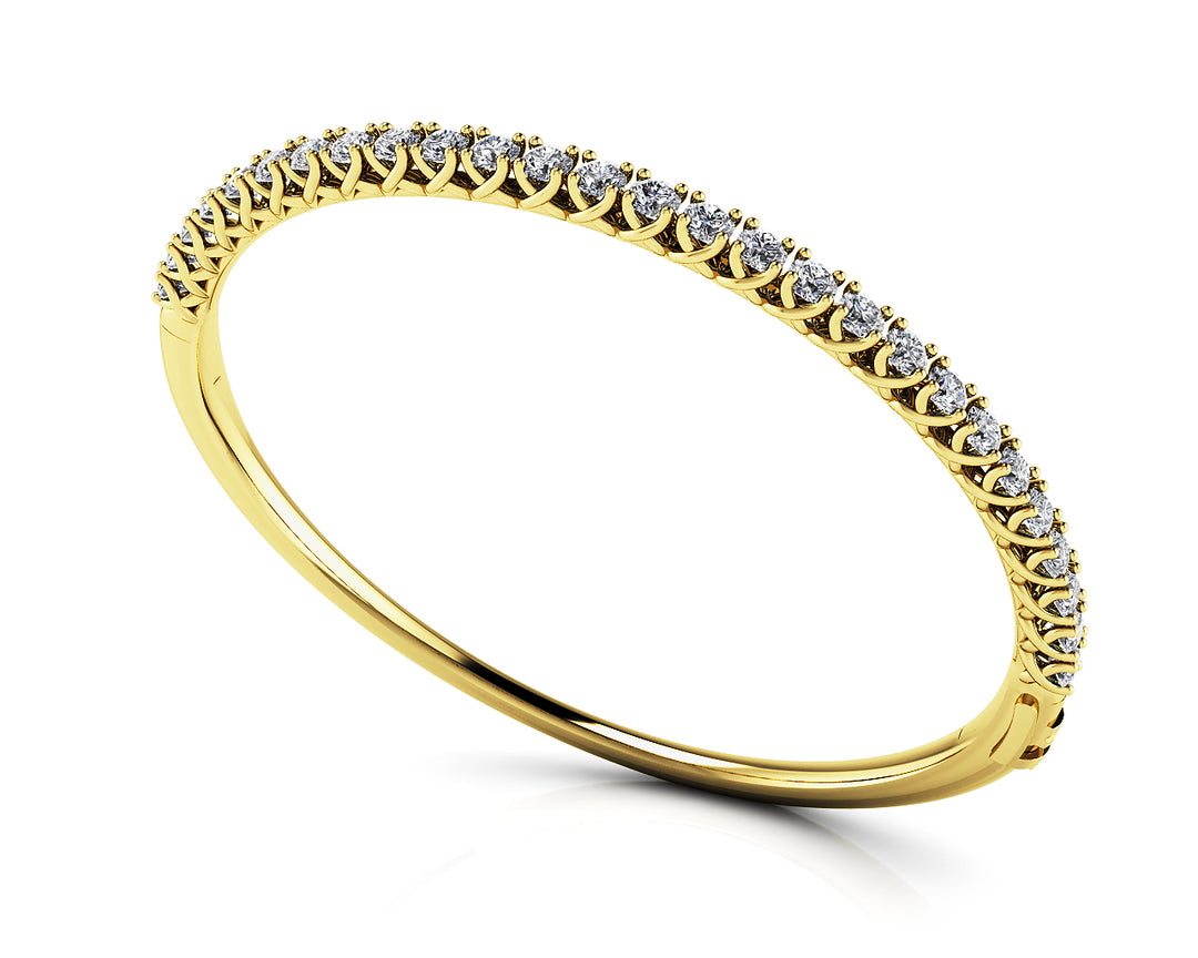 White Gold Lab Diamond 4 Prong Bangle