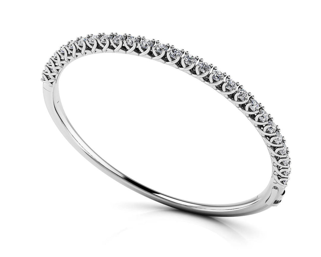 White Gold Lab Diamond 4 Prong Bangle