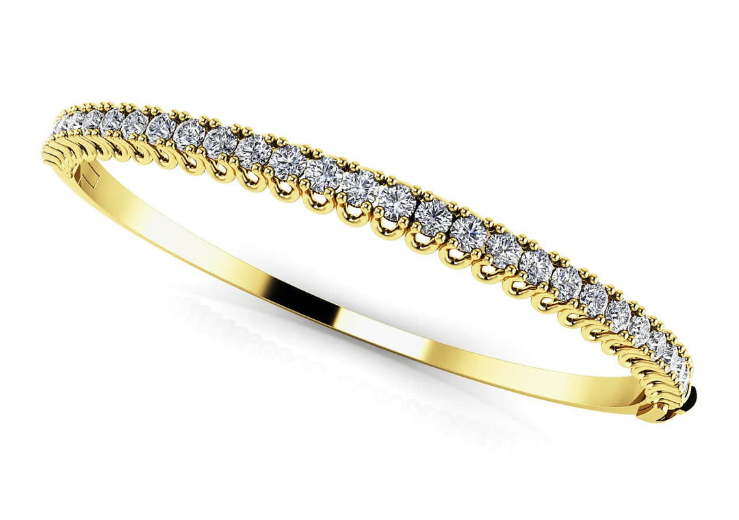 White Gold Lab Diamond 4 Prong Bangle