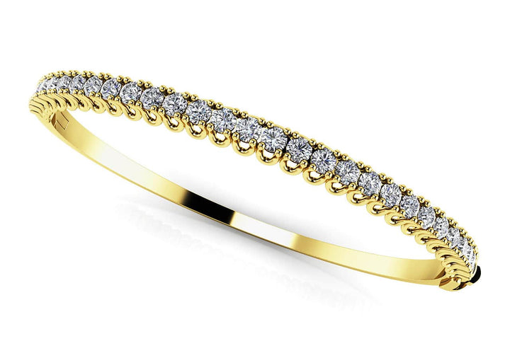 White Platinum 4 Prong Diamond Bangle Bracelet