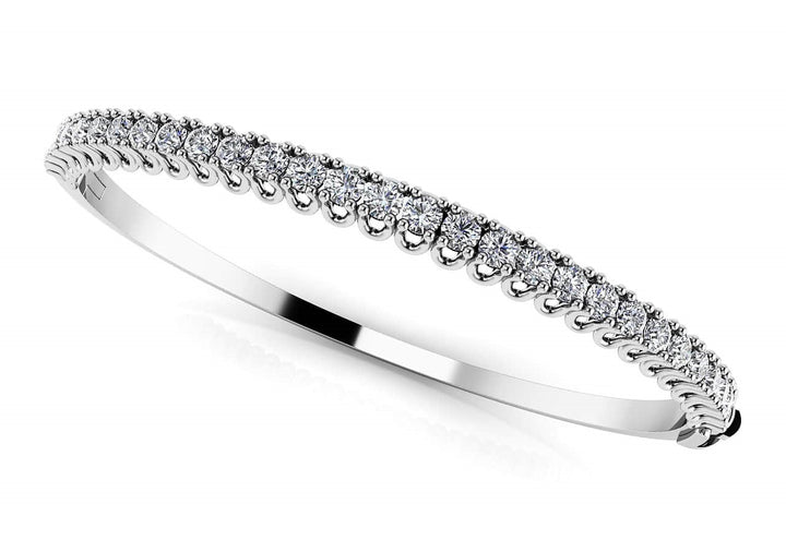White Platinum 4 Prong Diamond Bangle Bracelet