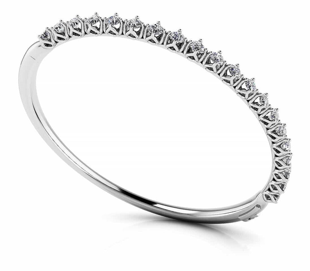 White Platinum 24-Diamond 4 Prong Bangle