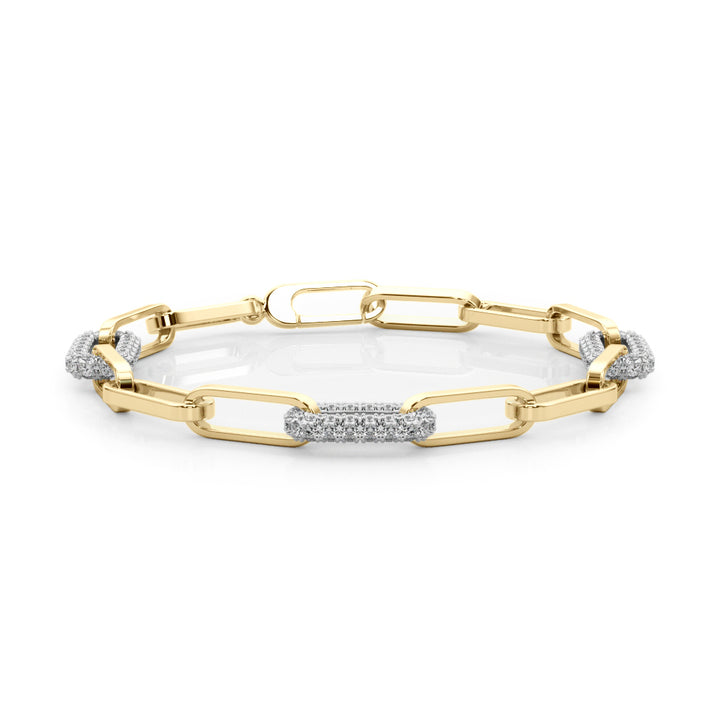 18K Yellow Gold Diamond Paper Clip Bracelet