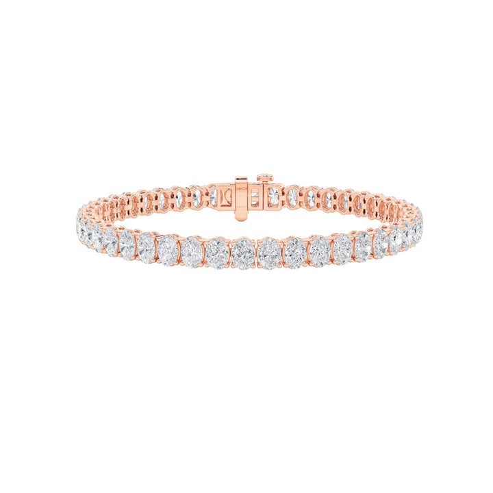 12.5Cttw Oval Shaped Lab Grown Diamond (F/VS) East West Line Bracelet in 14K Gold