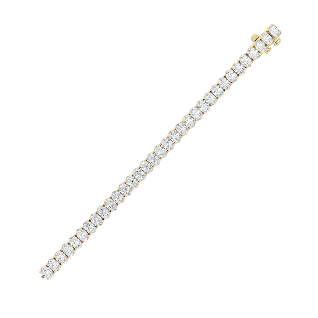 14.75Cttw Oval Shaped Lab Grown Diamond (F/VS) Tennis Bracelet in 14K Gold