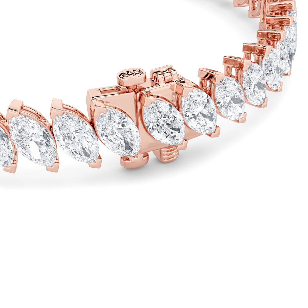 16.5Cttw Marquise Shaped Lab Grown Diamond (F/VS) Angled Line Bracelet in 14K Gold