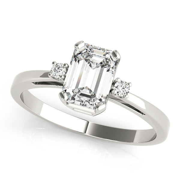 14K White Gold Diamond & Emerald Fashion Ring