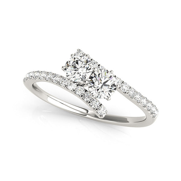 Platinum Multi-Diamond Two Stone Statement Ring