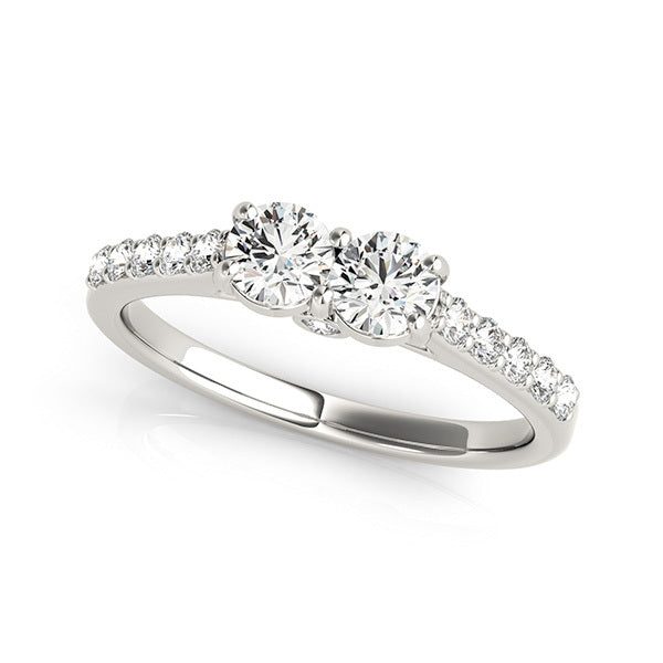 Platinum White Multi-Diamond Two-Stone Ring