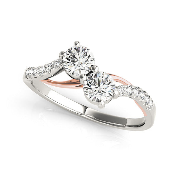 Platinum Multi-Diamond Two Stone Ring