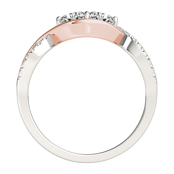 Platinum White Multi-Diamond Two Stone Ring