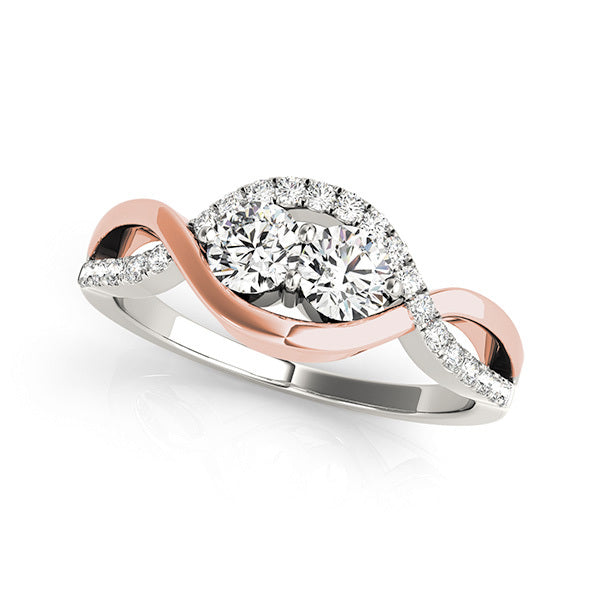 White Gold Multi-Diamond Two Stone Ring