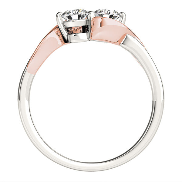 Multi-Diamond 14K White Gold Two Stone Ring