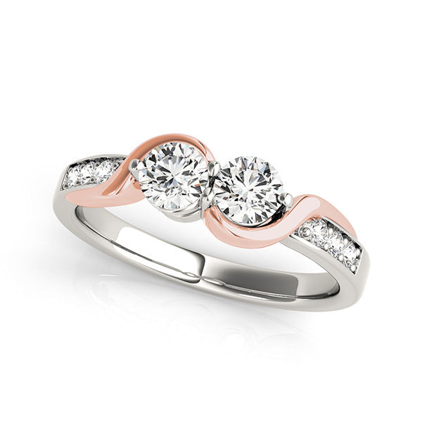 Multi-Diamond 14K White Gold Two Stone Ring