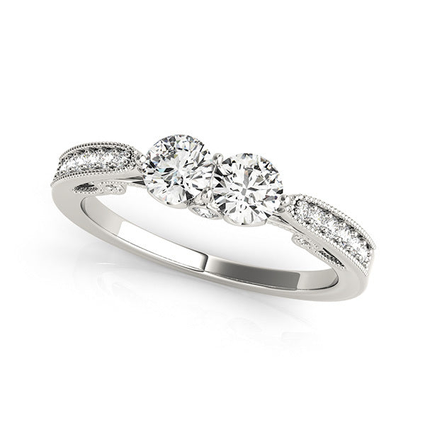 14K White Gold Lab Diamond Two Stone Ring