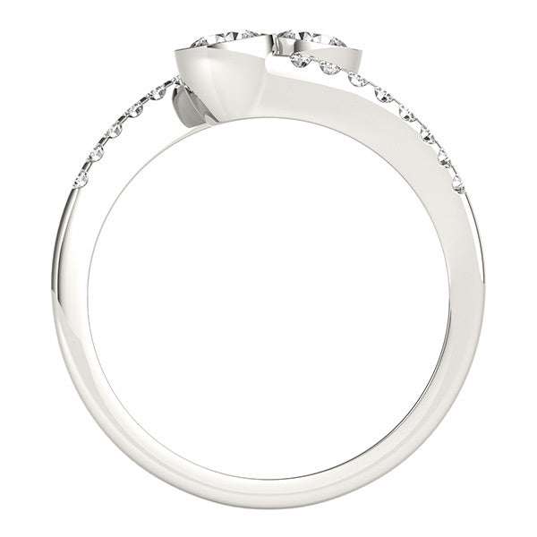 White Gold Multi-Diamond Two Stone Statement Ring