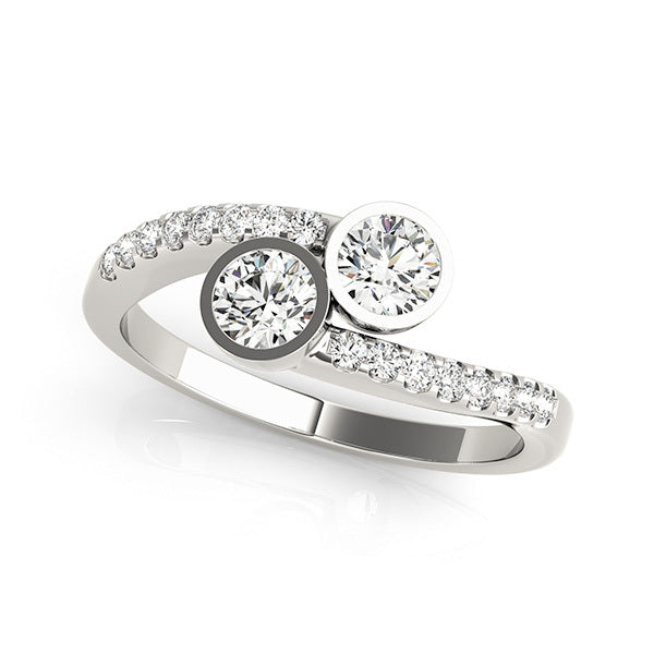 Platinum White Multi-Diamond Two Stone Ring