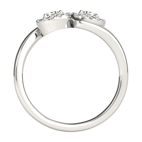 18K White Gold Lab Diamond Two Stone Ring