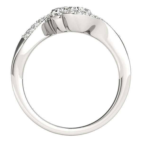 White Gold Multi-Diamond Two Stone Statement Ring