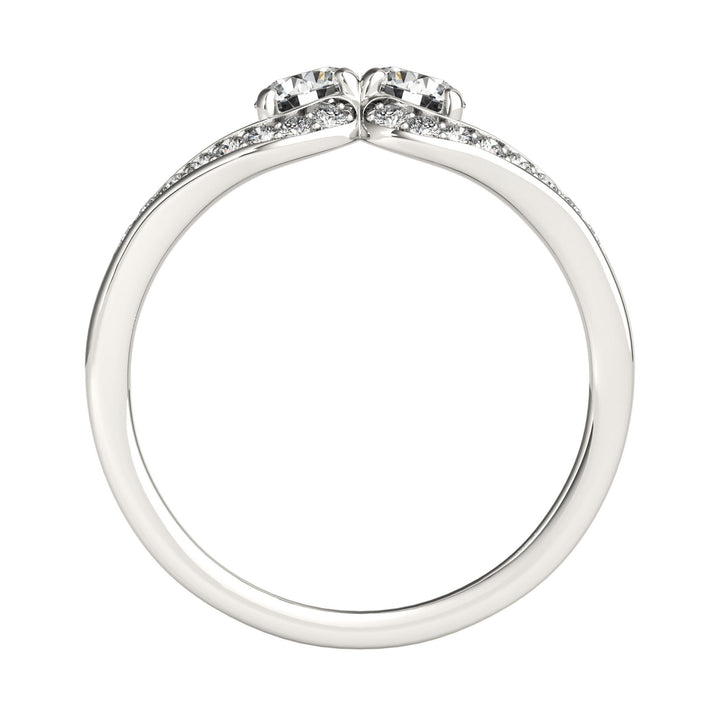 White Gold Multi-Diamond Two Stone Statement Ring