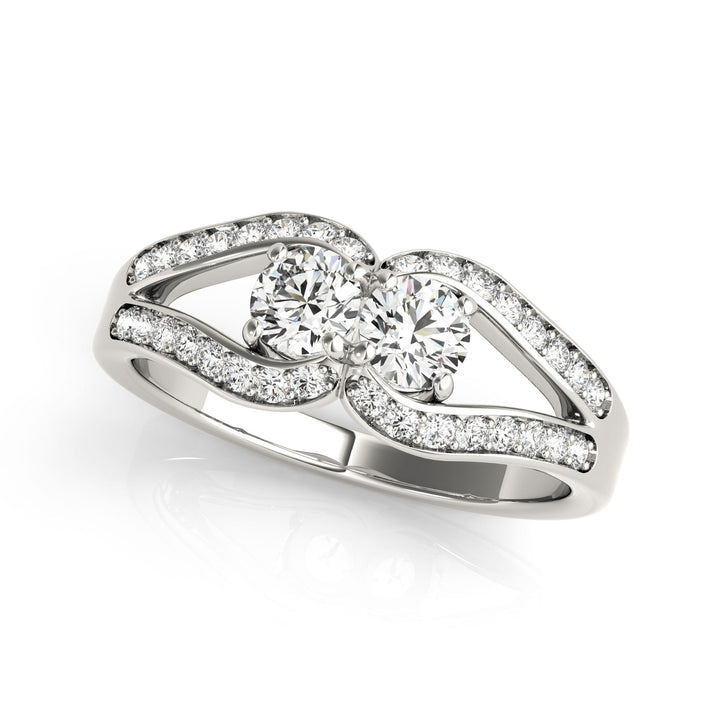 Platinum White Lab Diamond Two Stone Ring